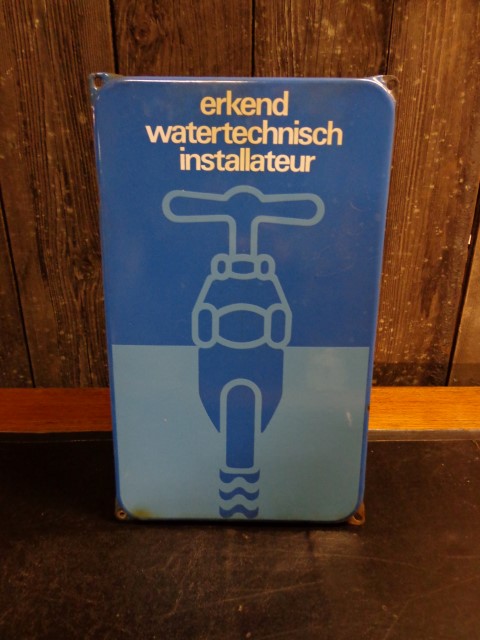 Emaillen reclamebord Erkend watertechnisch Installateur
